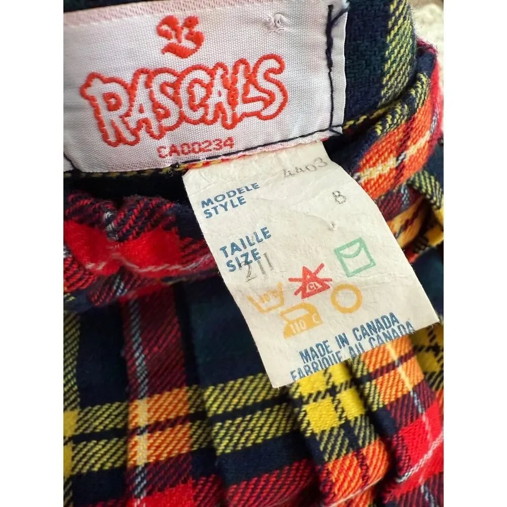 Vintage 70s Girls Rascals Pleated Midi Wrap Skirt Kilt Pin Red 8